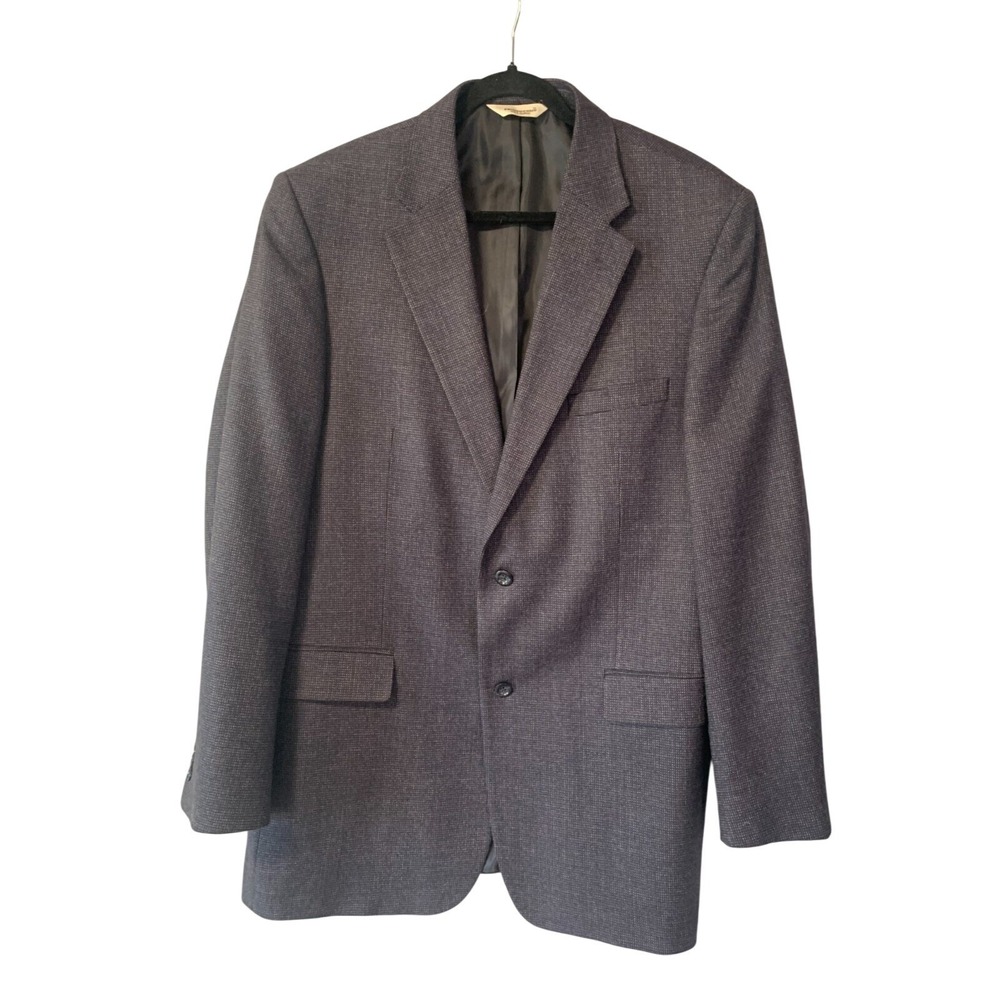 Pronto Uomo Wool Blazer Mens 44R Sport Coat Navy Blue Lambswool Tweed ClassicEUC